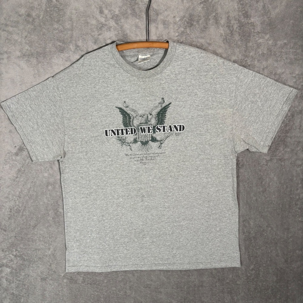 Tennessee River Mens 2XL United We Stand Eagle Romans 15:5 Gray Graphic T-Shirt